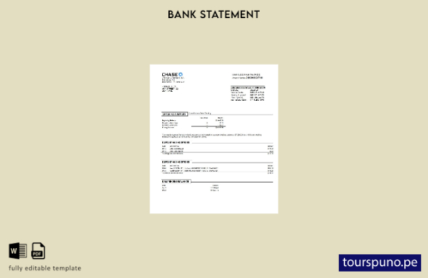 listo para imprimir la plantilla de versión en Word del extracto bancario de U 1